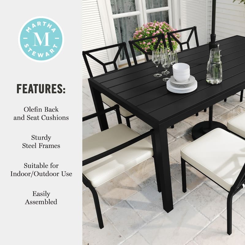 Martha Stewart 9-Piece All-Weather Steel Patio Dining Set - 72"D x 35.25"W x 30"H