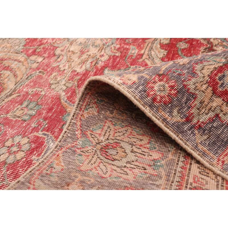 ECARPETGALLERY Hand-knotted Antalya Vintage Dark Red Wool Rug - 9'1 x 11'4