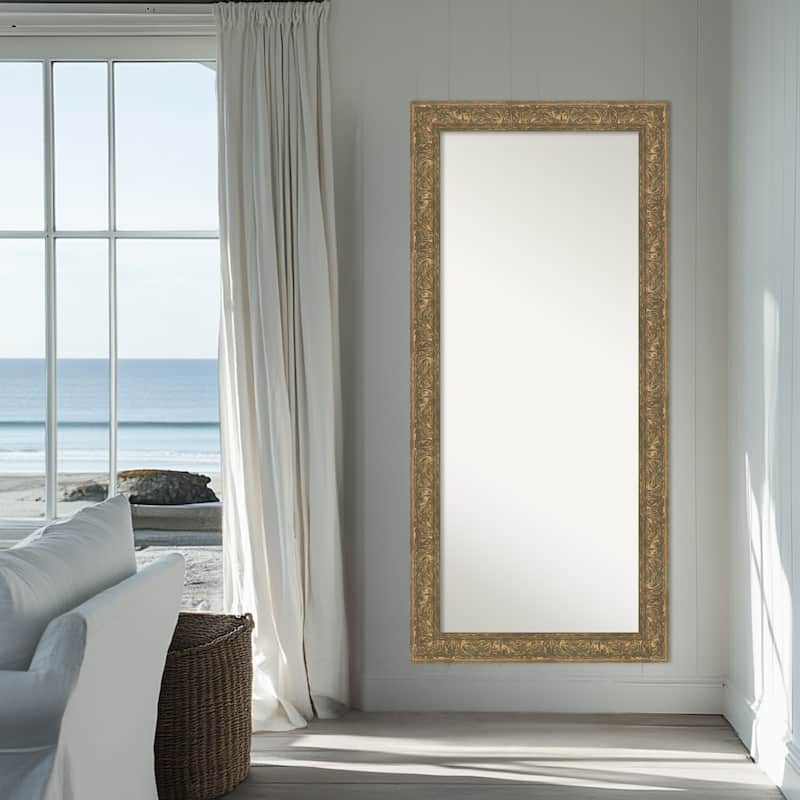 Luxe Non-Beveled Framed Full-Length Floor Leaner Mirror