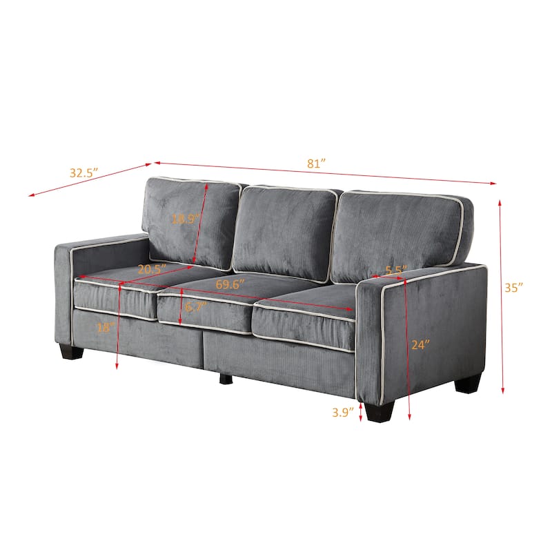 Aukfa Modern 3 Seater Sofa Couch with Storage