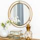 Glitzhome Oversized Iron-framed Round Wall Mirror - 24''D - Gold