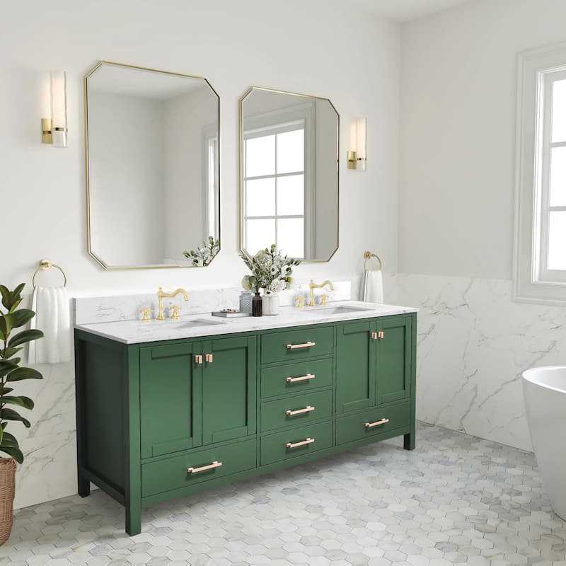 OpalithD 72 in. Bathroom Vanity with Double Sinks, Wood Bath Cabinet with Top