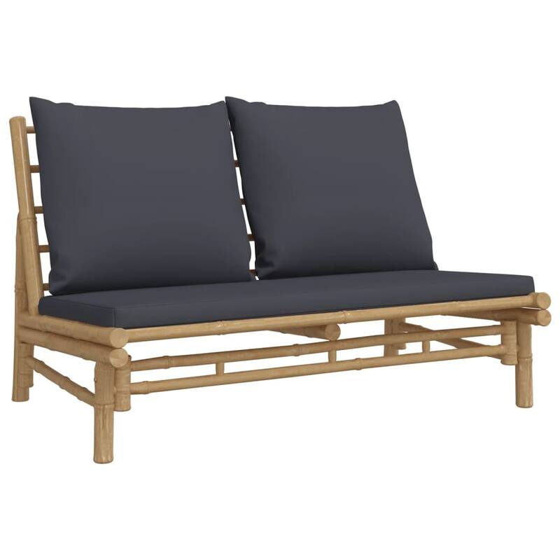 vidaXL 3/4/5 Piece Patio Lounge Set with Dark Gray Cushions Bamboo - 39.4" x 21.7" x 13"