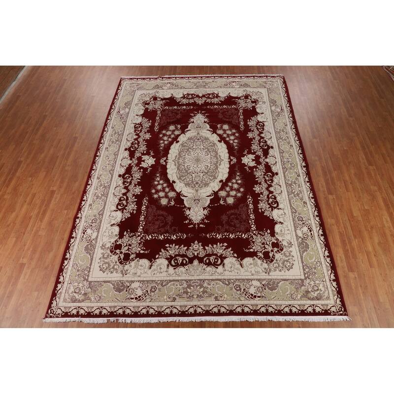 Victorian Style Tabriz Turkish Area Rug Medallion Machine Made Carpet - 9'9" x 13'5"