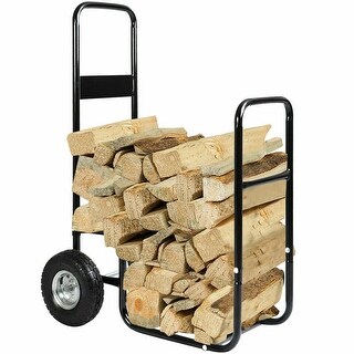 Costway Firewood Carrier Log Wood Mover Hauler Fire Rack Caddy Cart Dolly 