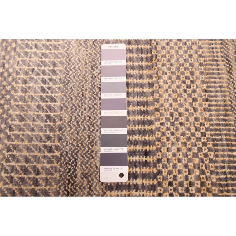 ECARPETGALLERY Hand-knotted Finest Silk Shadow Dark Grey Silk, Wool Rug - 2'6 x 14'1