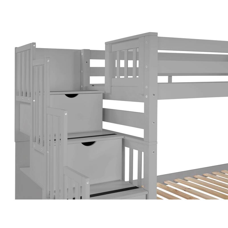 Taylor & Olive Trillium Tall Twin over Twin Stairway Bunk Bed, Drawers