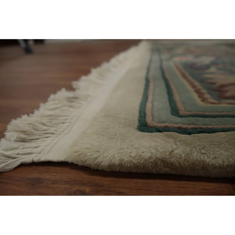 Hand Knotted Oriental 100% Wool Carpet Traditional Floral Beige & Ivories Art Deco Area Rug - 18' 2'' X 9' 11''