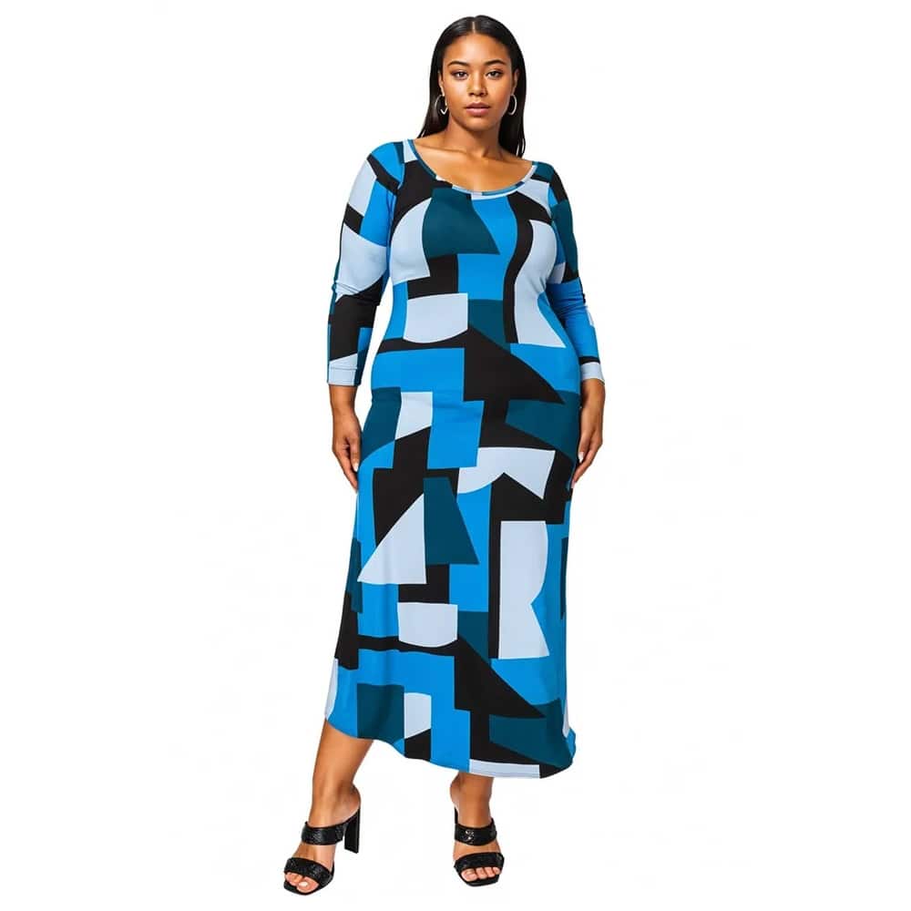 L I V D Plus Size Ozean Azul Maxi Dress
