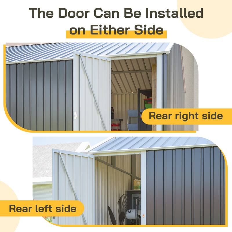 GDFStudio - Cassandra Large Outdoor Metal Storage Shed with Lockable Doors for Secure Vehicle and Equipment Storage