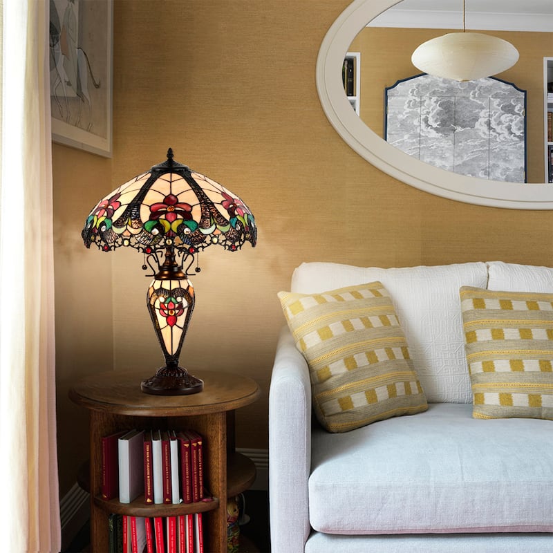 Nicole 3-light Tiffany-style 16-inch Double-lit Table Lamp