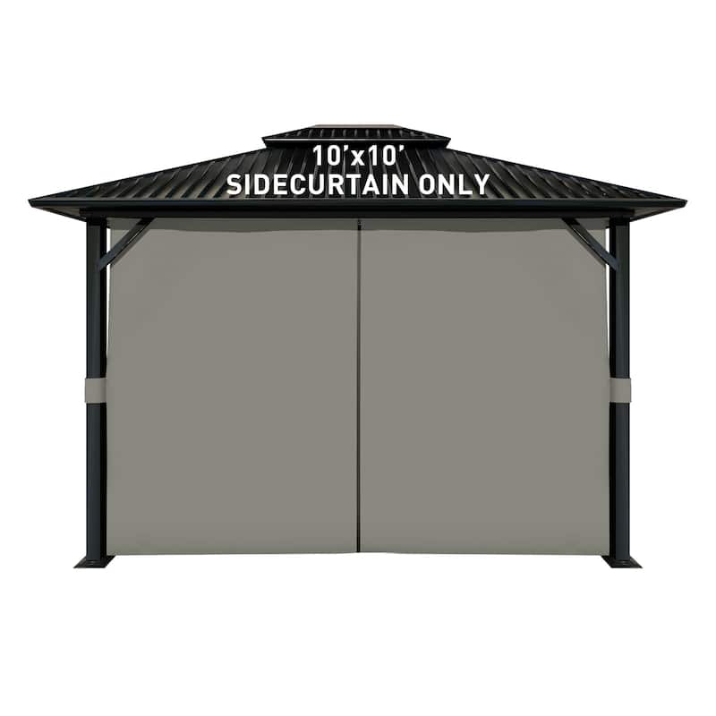 Aoodor 10' x 10' Gazebo Curtain Set，Curtain Only - 10'x10' - Grey