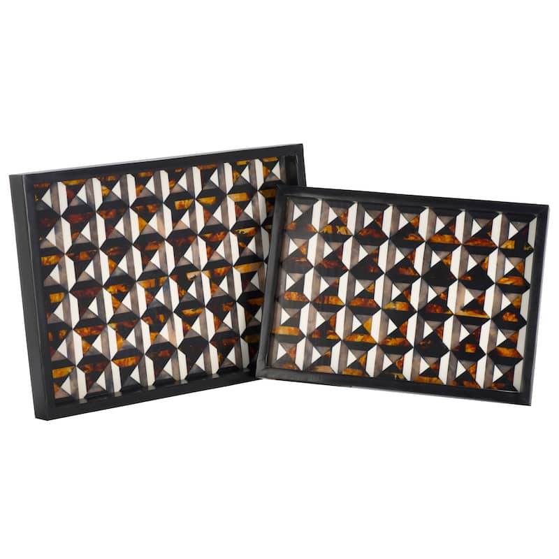 SAFAVIEH Home Ani Ivory/Brown Resin Tray Set of 2