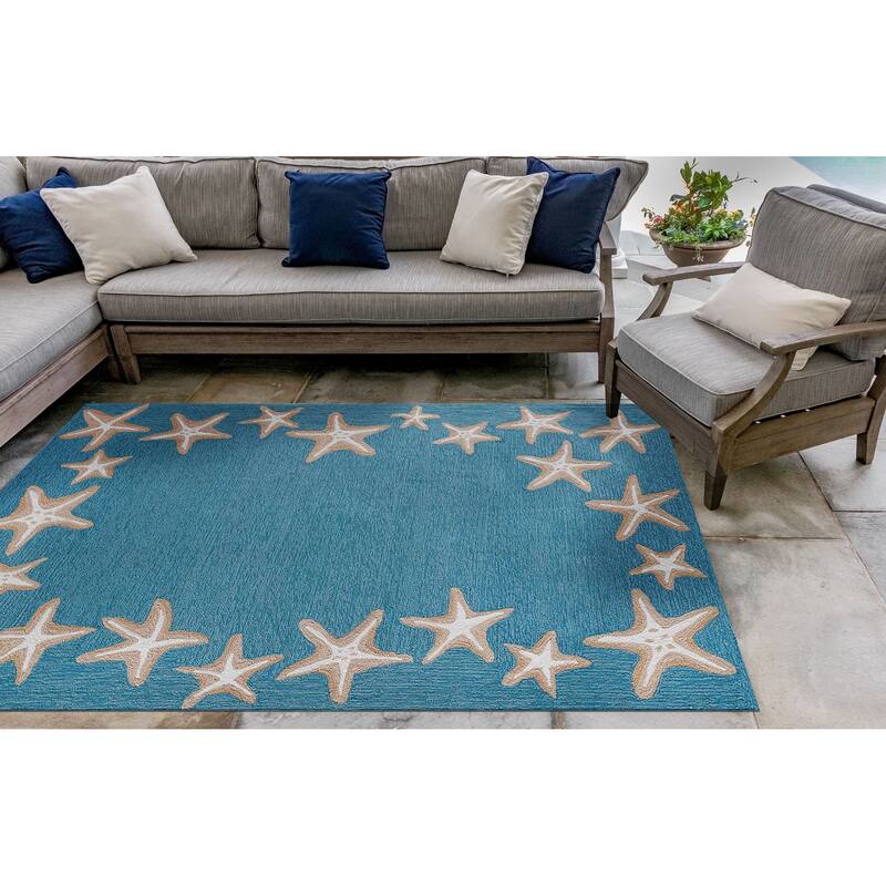 Liora Manne Capri Starfish Border Indoor/Outdoor Area Rug