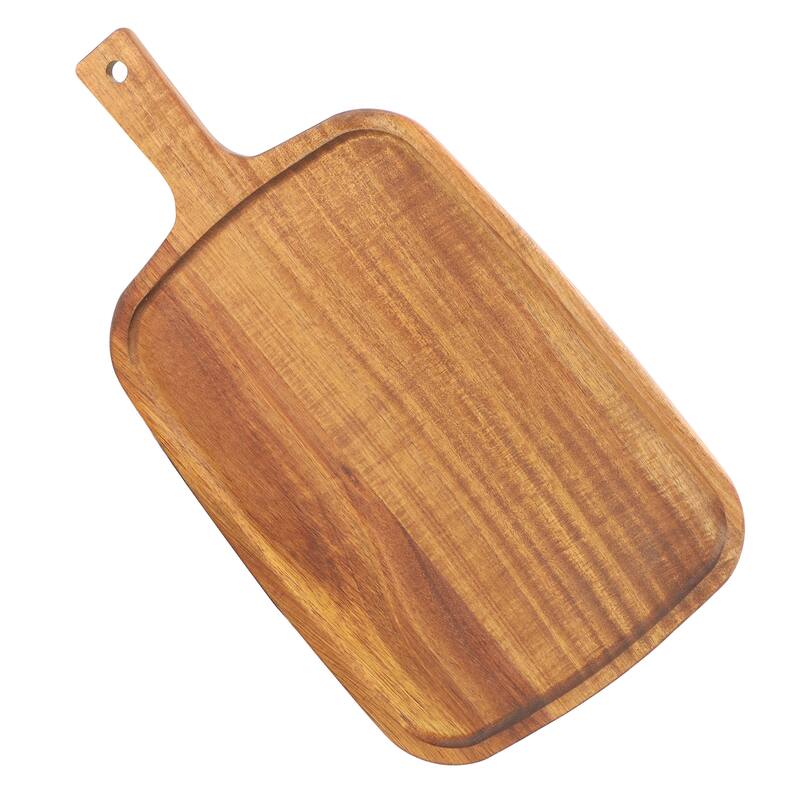 MegaChef 14 Inch Acacia Wood Rectangle Serving Board with Handle