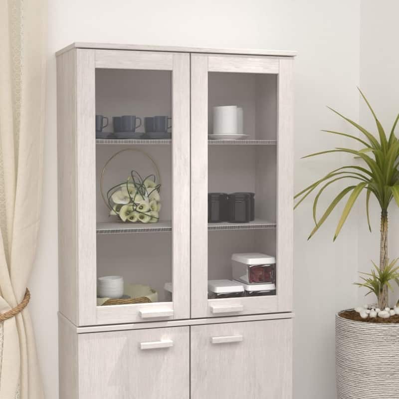 vidaXL Cabinet Top for Highboard Sideboard with Doors HAMAR Solid Wood Pine - 33.5"x13.8"x39.4" - White