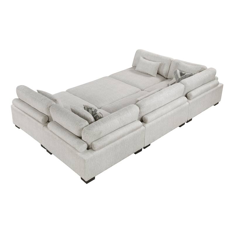 Abbeville Microfiber 6-Piece Modular Sectional with Ottoman