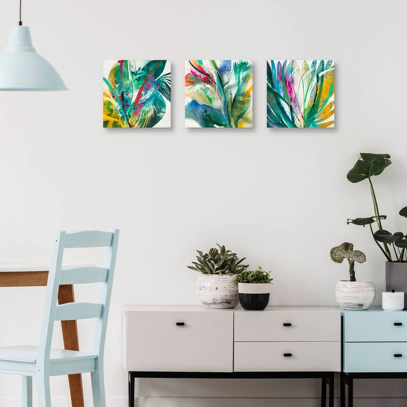 Agave & Bird of Paradise & Palm Leaves Canvas Art Prints