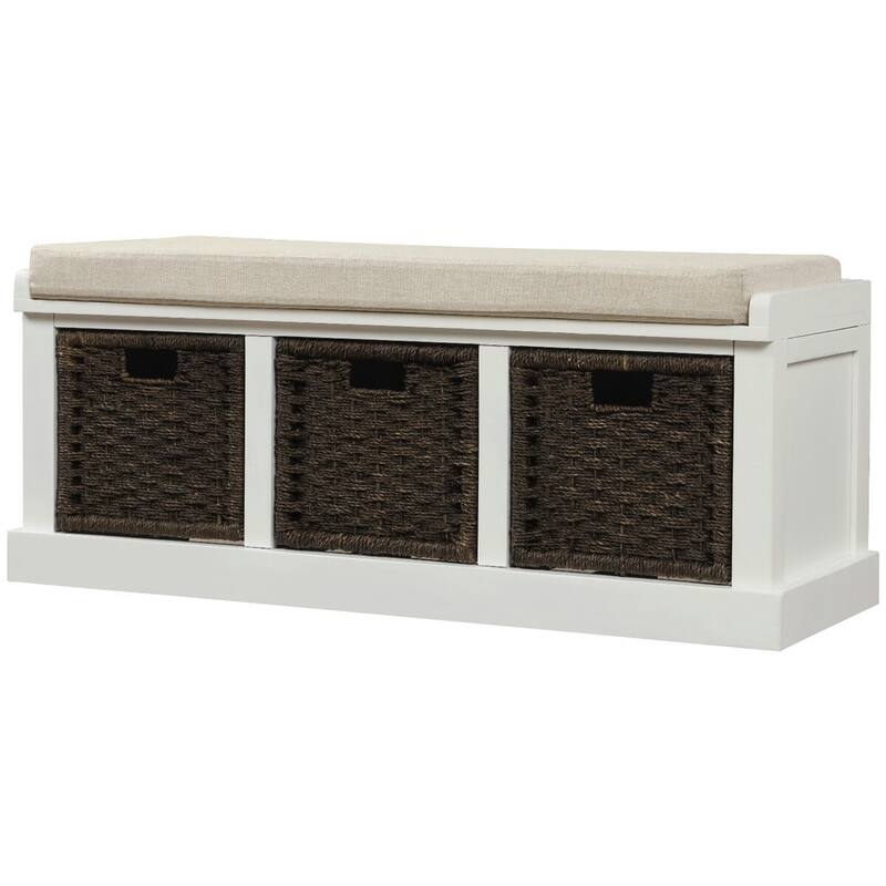 Merax Entryway Storage Bench with 3 Removable Baskets and Cushion