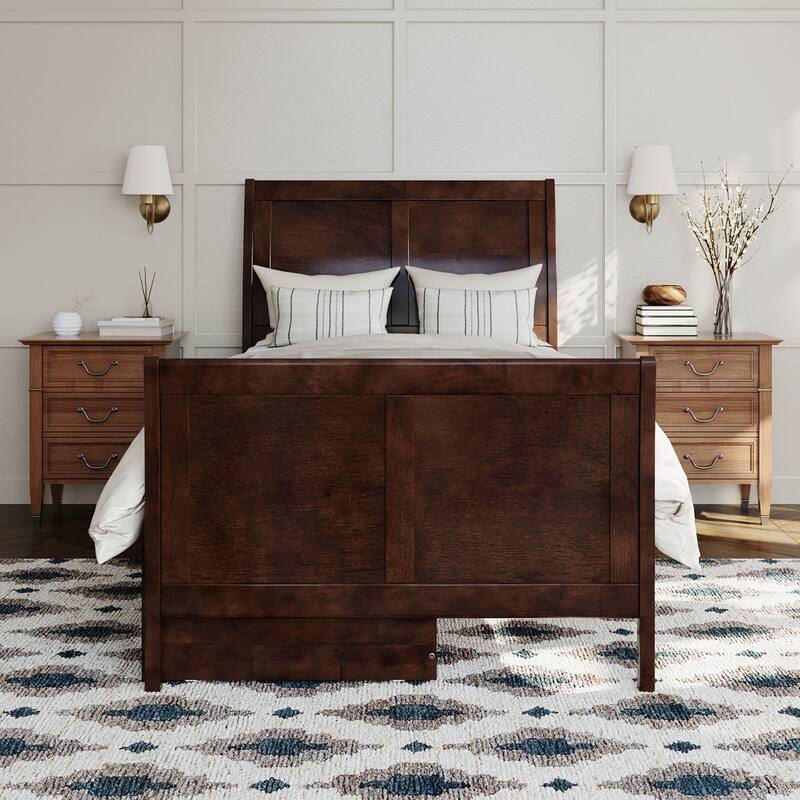 AFI Portland Solid Wood Platform Bed with Matching Footboard and Storage Drawers