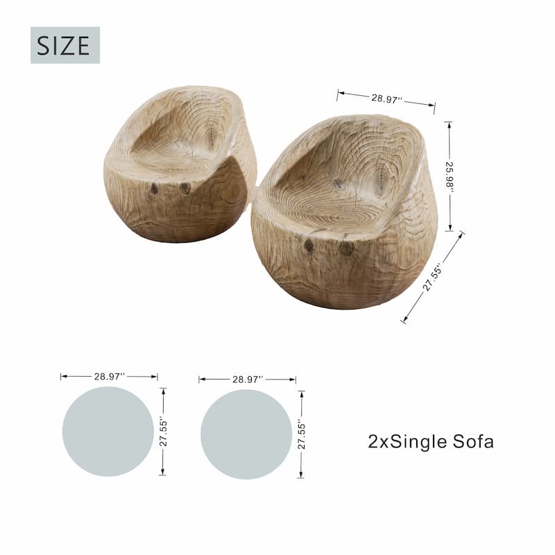 Set of 2 Outdoor Imitation-Wood Stool Sofas