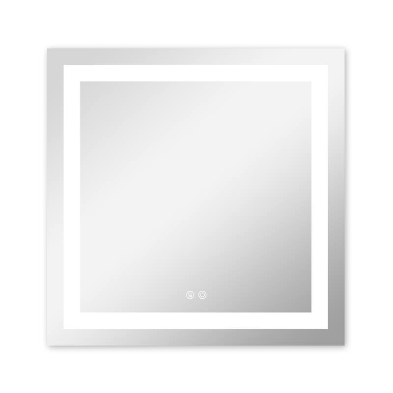 LED Bathroom Vanity Mirror Wall Mounted Anti-Fog Dimmable Mirror with 2 Buttons Vertical & Horizontal Hang