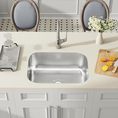 CB HOME 23'' Undermount Kitchen Sink, Stainless Steel Kitchen Sink Single Bowl, Undercounter Kitchen Sink With Basket Strainer