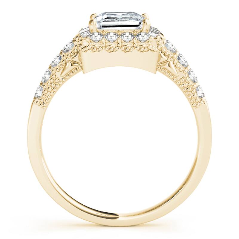 Auriya 14k Yellow Gold Lab Grown Princess Diamond Halo Engagement Ring 0.50 to 5.00 ct. tw. (F-G VS)
