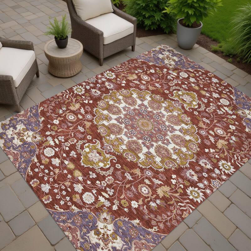 Machine Washable Indoor/ Outdoor Global Eckley Chantille Rug