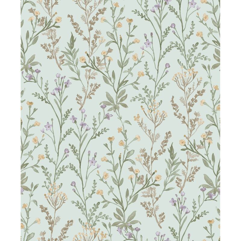 Chesapeake Laverne Aquamarine Wildflowers Wallpaper