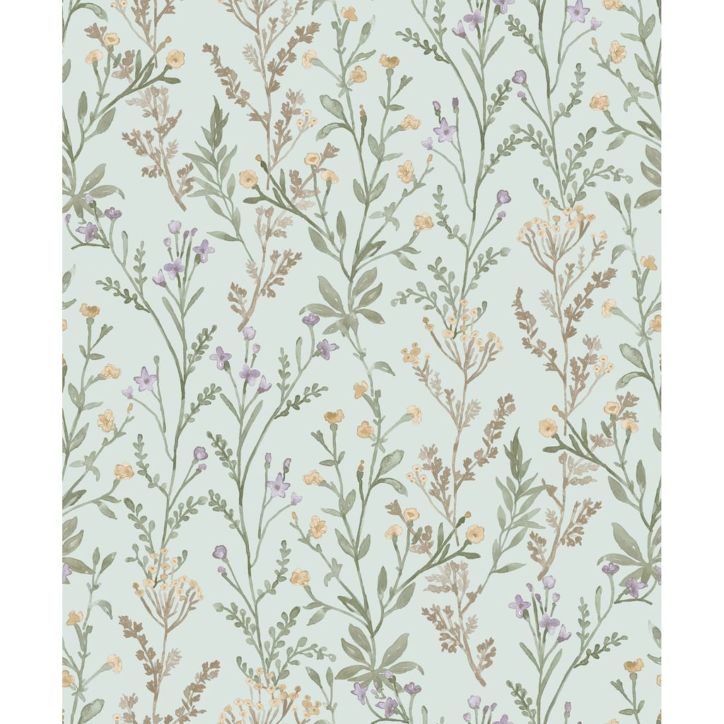 Chesapeake Laverne Aquamarine Wildflowers Wallpaper