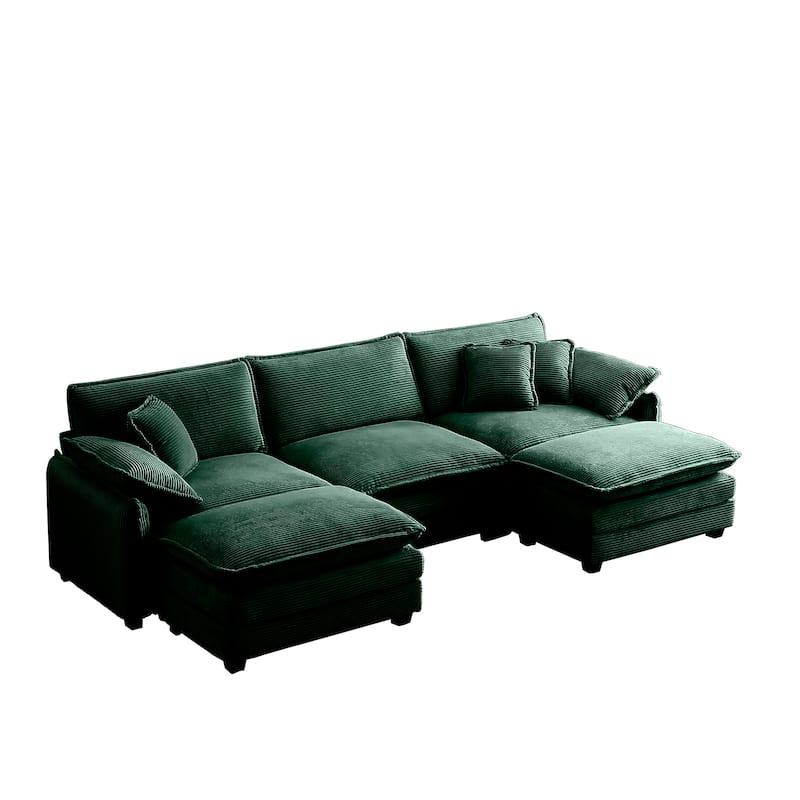 5-Piece Corduroy U-Shaped Modular Sectional Sofa with 2 Ottomans