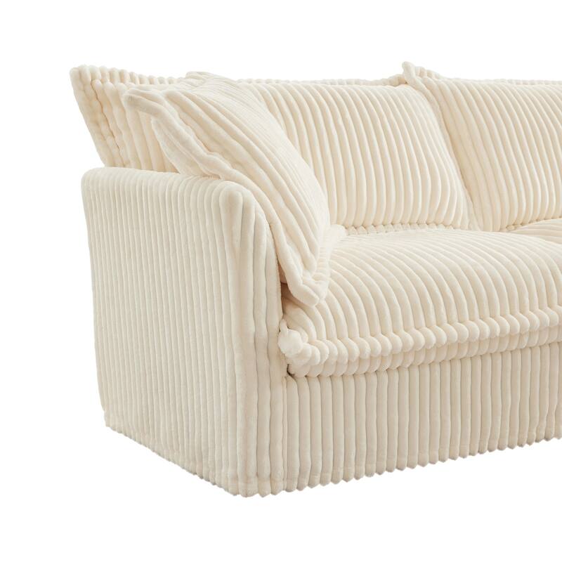 156.6" Corduroy U-Shape 4-Seater Sectional Sofa with Removable Slipcover, Deep Seat Design and French Edge Detailing