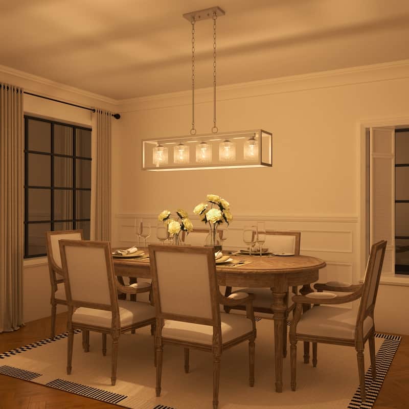 Acroma 5-light Farmhouse Chandelier Rectangle Island Lights for Dining Room