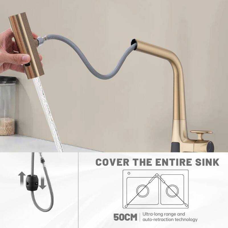 Topcraft Stainless Steel Pull Down Kitchen Faucet