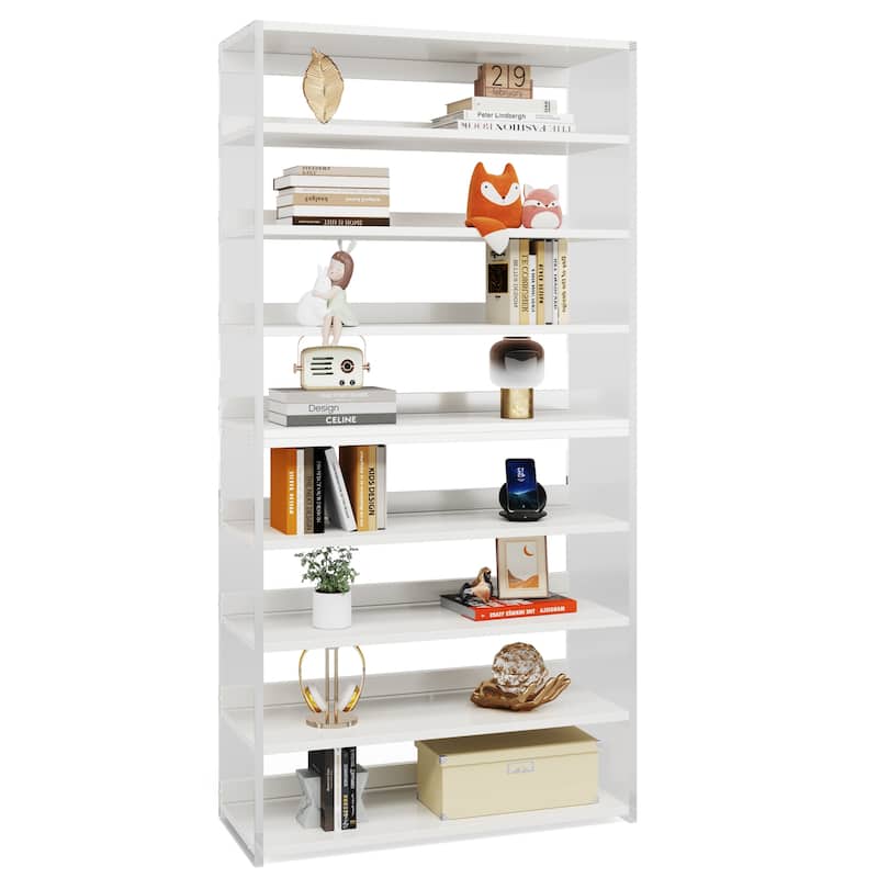 9-Tier Wood and Acrylic Bookshelf Bookcase for Home Office