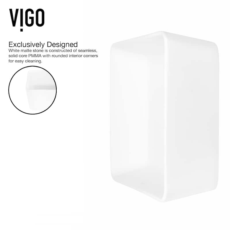 VIGO Marigold 18"L x 14"W MatteStone Vessel Sink and Apollo 12"H Faucet Set