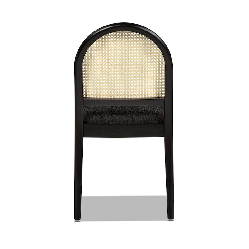 Panama 18" Curved Cane Rattan Boucle Upholstered Dining Chair (Set of 2)