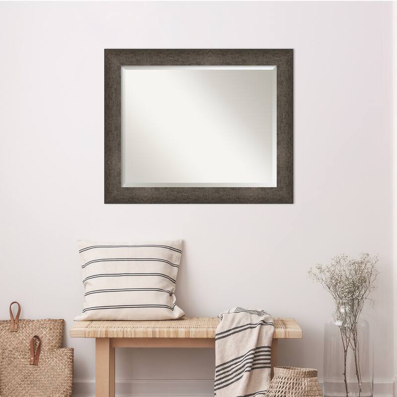 Dappled Beveled Wood Framed Wall Mirror