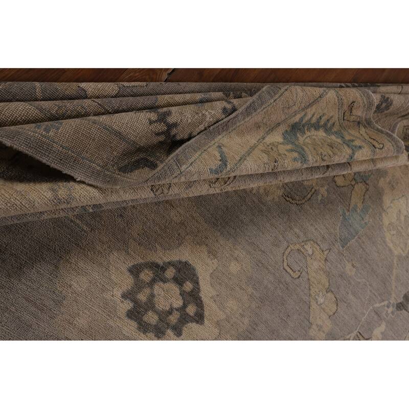 Vegetable Dye Oushak Turkish Rug Hand-Knotted Living Room Wool Carpet - 9'4"x 11'8"