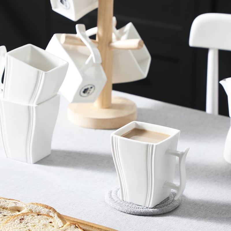 MALACASA Flora Porcelain Square 6-Piece Coffee Cup 7Oz.