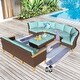 preview thumbnail 22 of 42, 12-Seat Outdoor Wicker Half-Round Furniture Set, Half-Moon Sectional Sofa All Weather Curved Conversation Set 10-Seat - Type A