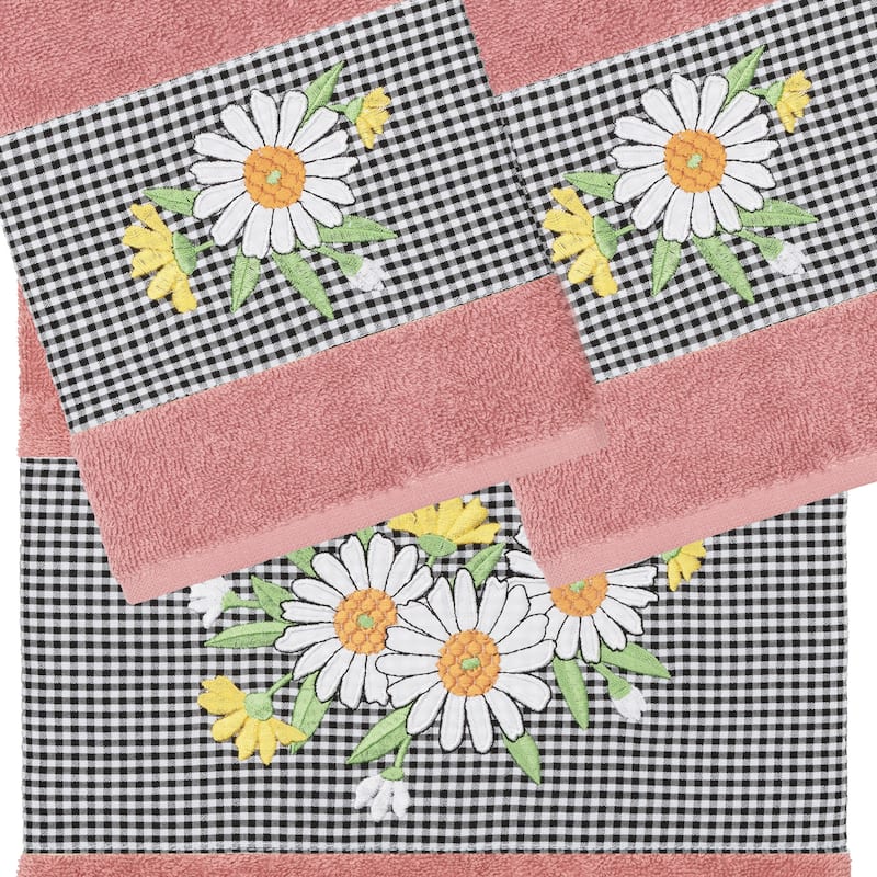 Authentic Hotel and Spa 100% Turkish Cotton Daisy 3PC Embellished Towel Set