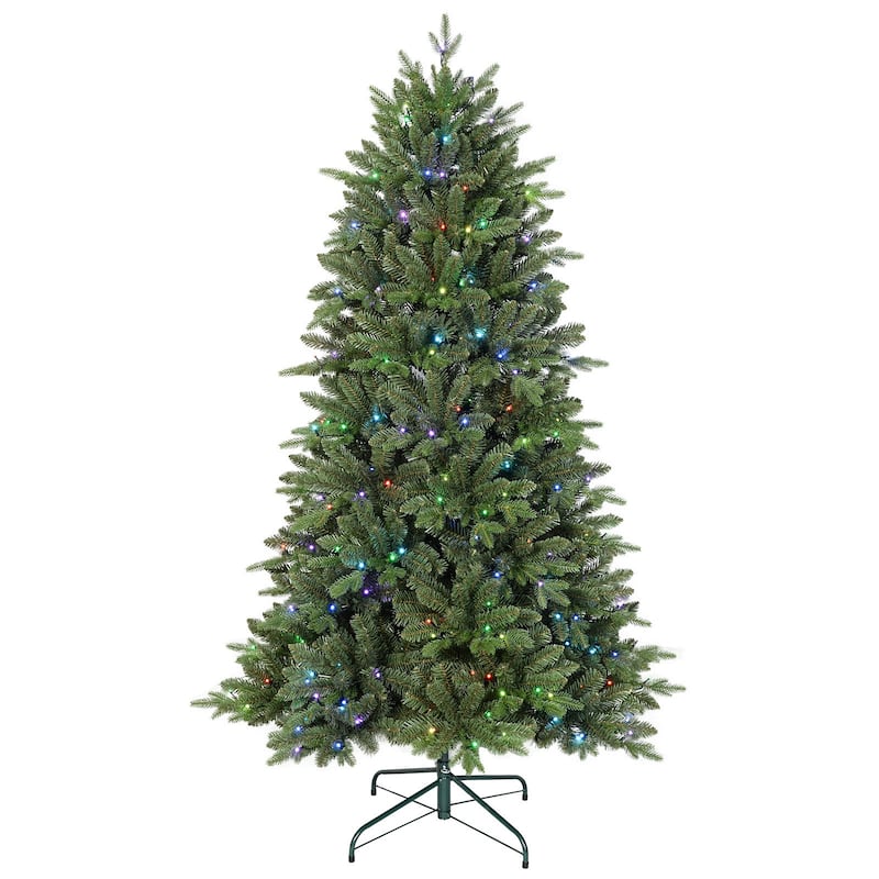 HomeRoots 7' Pre Lit Full Fir Christmas Tree - Green - 50.00 in. x 84.00 in. x 50.00 in.