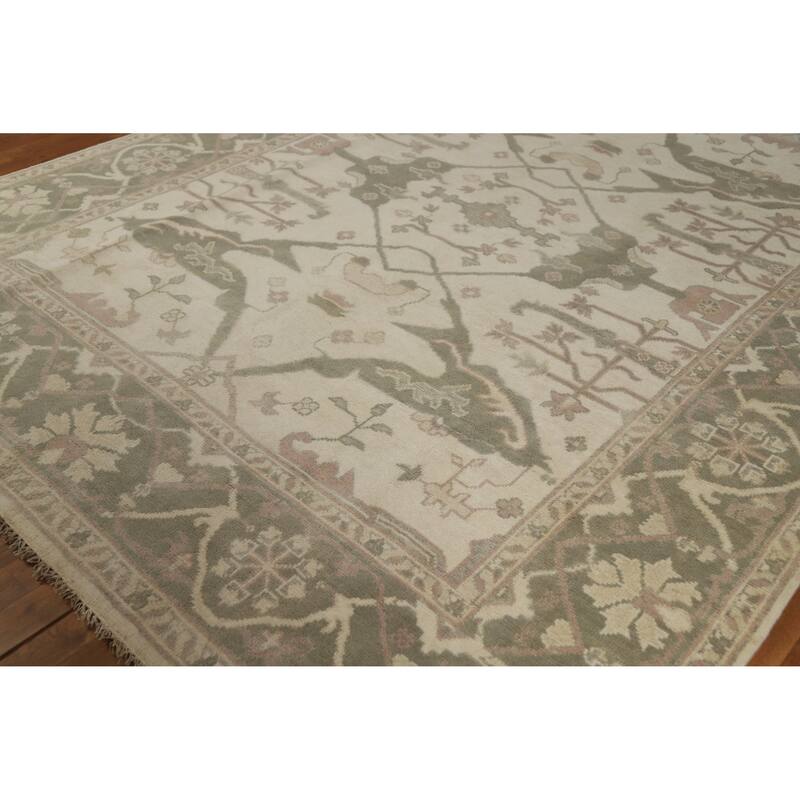 Earth Tone Oushak Indian Area Rug Handmade Oriental Floral Wool Carpet - 8'0" x 10'0"