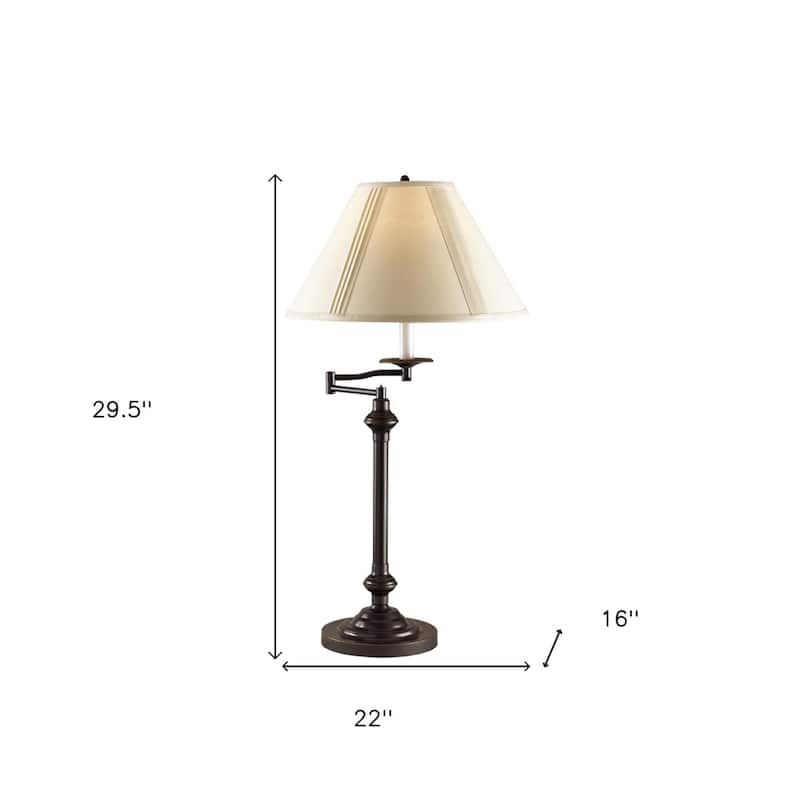 HomeRoots30" Bronze Metal Table Lamp With Off White Empire Shade - 22