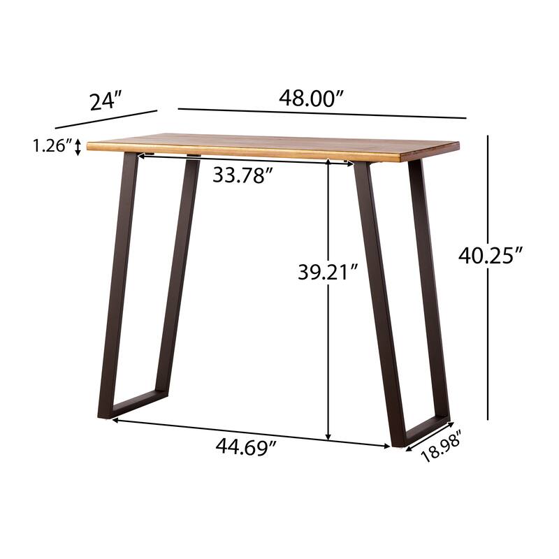 Roomfitters Modern Wood Bar Height Dining Table, 42" Pub Table with Rubberwood Legs and Laminate Top, Natural
