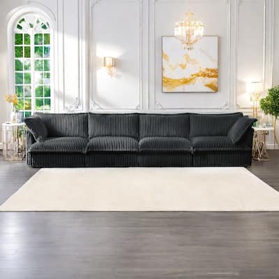 156.6" Corduroy 5-Seater Sofa Deep for living room and bedroom