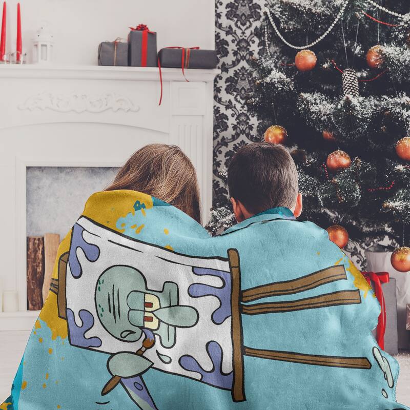 Spongebob Squidward Art Micro Raschel Throw