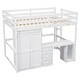 preview thumbnail 25 of 32, Wooden Loft Bed with Built-in Desk,A Wardrobe,Three Drawers,an Open Storage Cabinet,Full Size